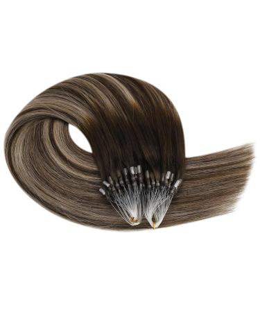 Ugeat Microring Extensions Real Hair - Brown Ombre 45cm Remy Hair with 50 Highlights Micro Loop #4/18/4 50g - Buy Online on GoSupps.com