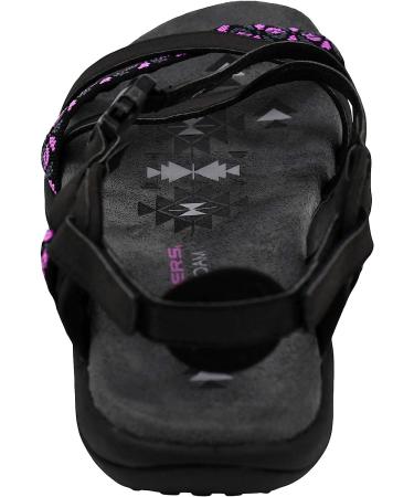 Skechers Women's Reggae Slim-Vacay Sandals 8 - Black/Fuschia | Stylish & Comfortable - Buy Online on GoSupps.com