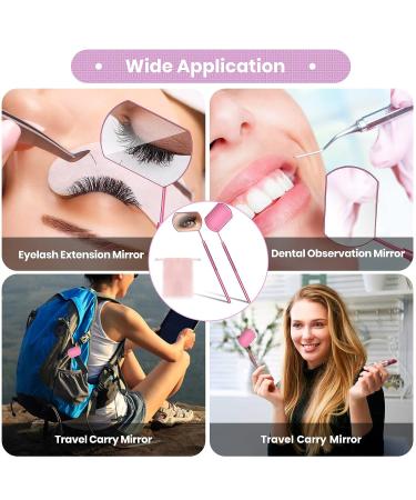 Large Stainless Steel Lash Mirror with Storage Bag - Perfect for Eyelash Extension Makeup Inspections - Pink - Buy Online on GoSupps.com