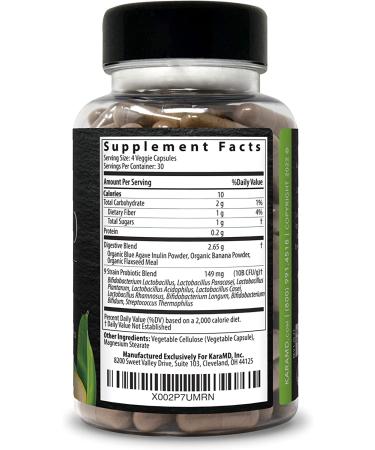 KaraMD GutBio Max Fiber Supplement with Digestive Enzymes, Prebiotics, Postbiotics & Probiotics - 4 Pack, 30 Servings - 120 Vegetable Capsules - Buy Online on GoSupps.com
