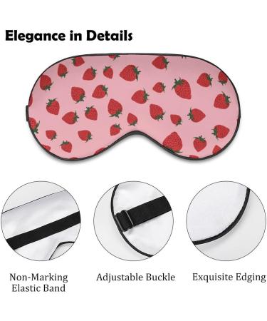 Strawberry Pattern Sleep Mask for Women | Adjustable Eye Shade with Elastic Strap - Perfect for Travel & Sleep - Buy Online on GoSupps.com