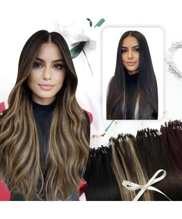 Moresoo Microring Extensions - Real Hair 1g Cold Fusion Invisible Black to Brown with Caramel Blonde Remy 55cm 50g - #1b/3/27 - Buy Online on GoSupps.com