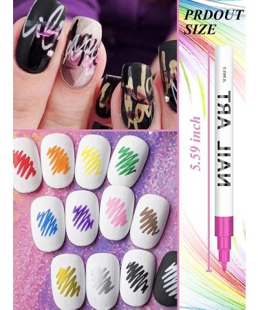 Gorvalin 12 Colors Nail Art Pens - 3D Nail Polish Graffiti Dotting Liner Pen Set for DIY Nail Design - Buy Online on GoSupps.com