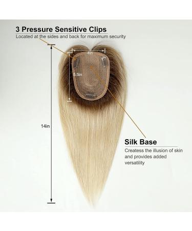 HAIRCUBE 100% Remy Human Hair Topper with Bangs | 14 Ombre Light Blonde | 150% Density Silk Base Clip-In | 40g - Buy Online on GoSupps.com