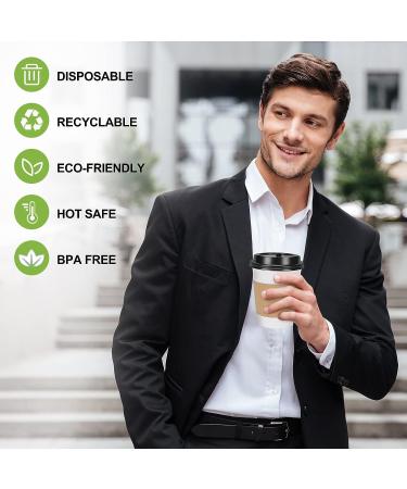FIFWVGP 12 oz Disposable Coffee Cups with Lids - 100 Pack | Sleeves, Stir Straws | To Go Hot Cups for Tea, Coffee, Hot Chocolate - Buy Online on GoSupps.com