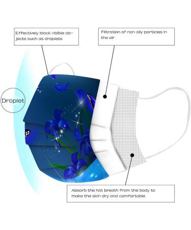 Goddess Accent 50 Pack Disposable Face_Mask Cute Floral Tie Dye Printed Protection for Adults Women - Buy Online on GoSupps.com