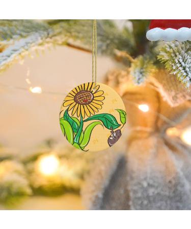YYHHAOFA Sunflower Seeds and Sunflowers Prints Christmas Ceramic Round Pendant Decoration - Festive Hanging Ornament for Stores and Homes -2.9 in - Buy Online on GoSupps.com