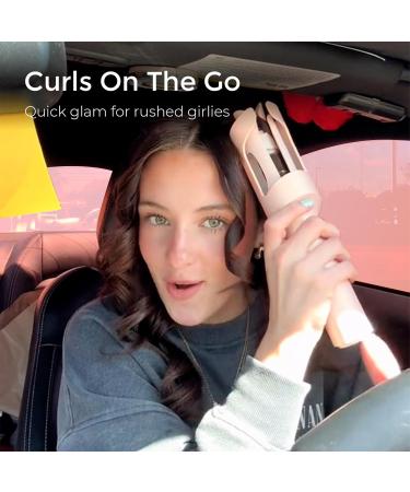 Cordless Automatic Curling Iron - TYMO CURLGO 1 Inch Rotating Wand | Anti-Scald Tangle-Free Portable Rechargeable Dual Voltage for 14 -22 Hair - Gold Blush - Buy Online on GoSupps.com