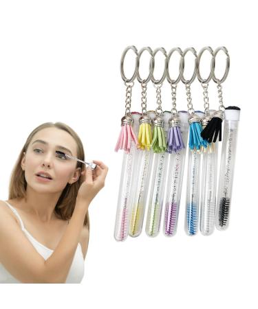 Eyelash Brush Tube with Keychain - Diamond Crystal Empty Eyelash Tubes Spoolies Makeup Brush | Lash Extension Brushes Mascara Brushes for Women Girls