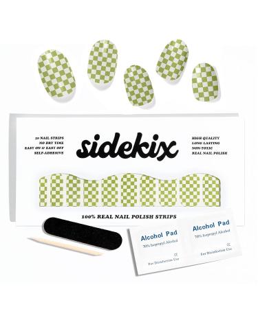 Green Checkered Nail Design Nail Polish Strips | Vegan & Cruelty-Free | No Dry Time & Long Lasting - Buy Online on GoSupps.com