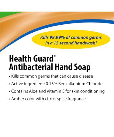 Health Guard 5019 Antibacterial Hand Soap 8 oz. Pump Bottle Amber with Citrus Spice Scent (Pack of 12) - Buy Online on GoSupps.com