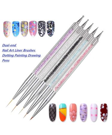 5PCS Dual-ended Nail Art Liner Brushes - UV Gel Painting Design Kit - Buy Online on GoSupps.com