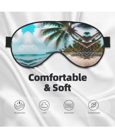 Beach & Palm Tree Print Unisex Sleep Eye Mask | Soft Comfort Cover for Travel Yoga & Shift Work - Buy Online on GoSupps.com