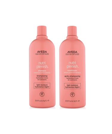 Aveda Nutriplenish Light Moisture Shampoo and Conditioner 33.8 oz Liter Duo