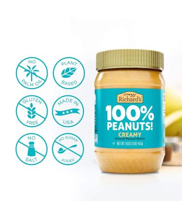 Crazy Richard Creamy Peanut Butter 16 oz (4 Pack) - 1 Pound Creamy Peanut Butter - Buy Online on GoSupps.com