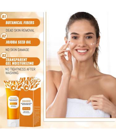 Orange Exfoliating Gel - Orange Enzyme Exfoliating Gel for Face & Body Deep Cleansing Peeling Scrub to Unclog Pores Remove Blackheads & Moisturize Skin Gentle Exfoliator for All Skin Types - Buy Online on GoSupps.com