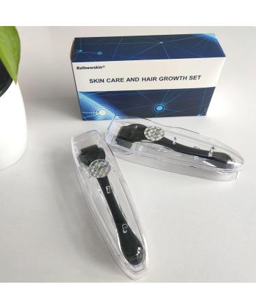 Rollnewskin Derma Roller for Beard Hair Skin Face 2Pack (0.5mm+1.0mm) 540 Titanium microneedle - Self Care Gifts for Men and Women Facial Skin Care Tools (0.5+1.0)mm - Buy Online on GoSupps.com