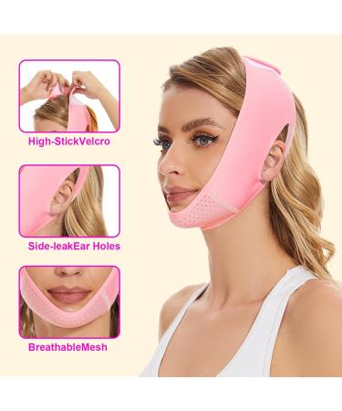JUNDAJIR Reusable Face Strap V Line Mask Double Chin Reducer Chin Up Patch Chin Strap V Shaped Face Slimming Belt V Shaped Face Mask for Women Sagging - Buy Online on GoSupps.com