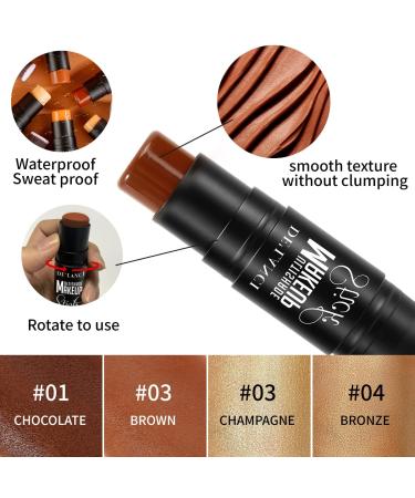 DE'LANCI Contour Stick Duo - Cream Foundation & Highlighter Makeup Set | Brown Dark Contour & Bronze Highlighter | Longwear Formula with Brush - Buy Online on GoSupps.com