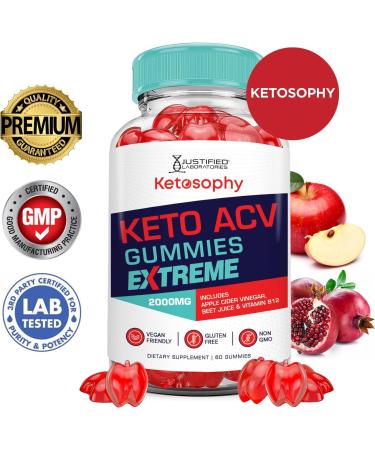 Buy 3 Pack Ketosophy Keto ACV Gummies - 2000MG Advanced Formula with Apple Cider Vinegar Pomegranate Beet Juice & B12 - Vegan Non-GMO - 180 Gummies - Buy Online on GoSupps.com