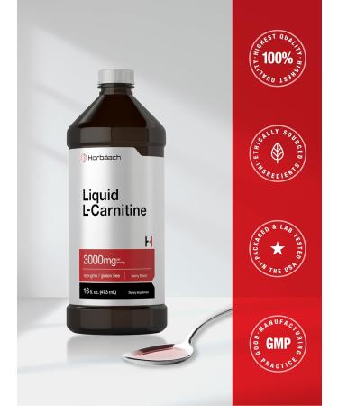 Horb ach L-Carnitine Liquid 16 oz | 3000 mg | Berry Flavor | Vegetarian Formula | Non-GMO Gluten Free Supplement - Buy Online on GoSupps.com