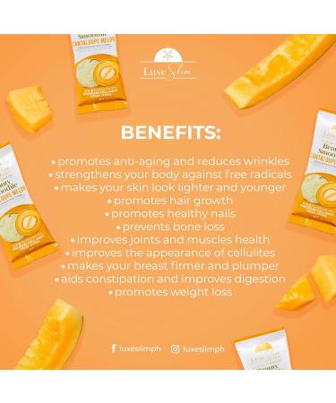 Luxe Slim Beauty Smoothie Cantaloupe Melon 80 000mg Hydrolyzed Marine Collagen 21gx10 Sachets 7.4075 Ounce - Buy Online on GoSupps.com