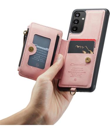 Buy Soonic Leather Cover for Samsung Galaxy A34 5G - Magnetic Zippered Wallet Case for Cards & Cash Folding Stand Coin Compartment - Pink Rose Protective Cover - Buy Online on GoSupps.com