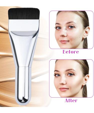 Bcenoilua Foundation Brush Travel Size Super Thin Liquid Foundation Brush Traceless Makeup Foundation Brush Set for Liquid and Cream Foundation Concealer Brush Makeup Brushes 2 Piece Silver - Buy Online on GoSupps.com