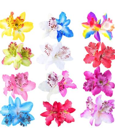 12 Colors Big Double Chiffon Orchid Flower Hair Clip for Women - Bridal Wedding Accessory - Buy Online on GoSupps.com