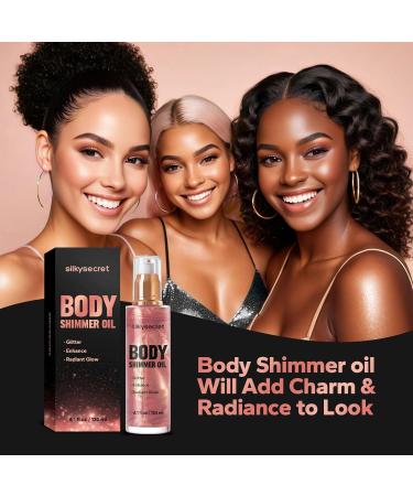Body Shimmer Oil (4.1 Fl Oz) Body Shimmering Long-Lasting Moisturizing Body Oil for Radiant Glow Glitter Glow Oil Body & Face Makeup Rose Gold - Buy Online on GoSupps.com