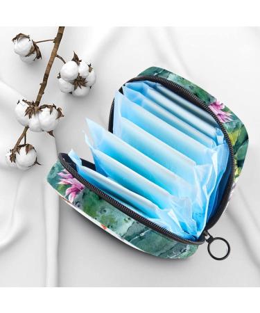 Womens Binding-Up Bags | Watercolor Cactus Flowers | Multi-functional Tampon Storage with Zip Pockets - Buy Online on GoSupps.com