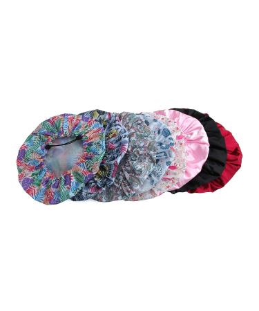 Adjustable Large Shower Cap with Elastic Band and Fixing Buckle - Waterproof Reusable Bath Cap for Women | 02 Colored Leaves - Buy Online on GoSupps.com
