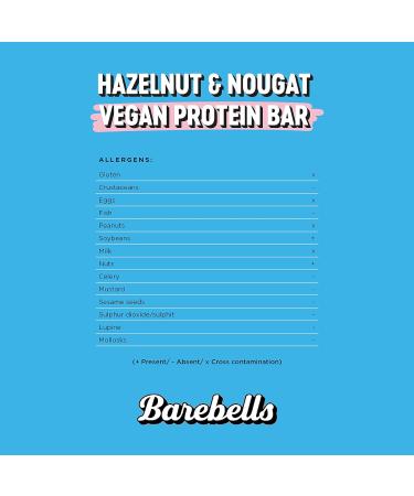 Barebells Vegan Hazelnut Nougat Protein Bars | 15g Protein, Low Carb, Delicious Vegan Snacks | 12 x 55g - Buy Online on GoSupps.com