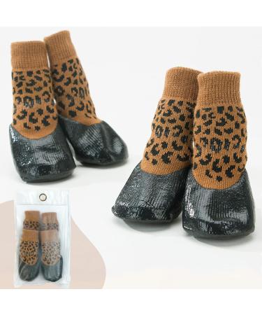 Buy Hjumarayan 4-Piece Waterproof Anti-Slip Dog Shoes | Non-Slip Socks for Indoor & Outdoor Protection | Leopard Pattern for Puppies - Buy Online on GoSupps.com