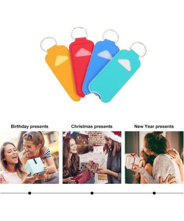 Beavorty Travel Toiletry Bag Set - 4Pcs PU Leather Keychain Lipstick Holders | Colorful Organizer for Lip Balm & Cosmetics (Red Yellow Green Blue - Buy Online on GoSupps.com