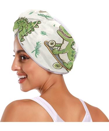 Super Absorbent Cartoon Crocodile Hair Towel 2 Pack | Quick Dry Hair Turbans for Women & Girls - Buy Online on GoSupps.com