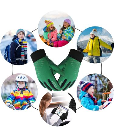Finger Ten Winter Gloves for Girls - Warm Waterproof Touchscreen with Free Neck Warmer for Cold Weather Outdoor Sports - Green M - Buy Online on GoSupps.com