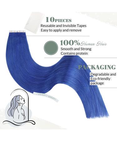 Ugeat 24 Blue Tape in Human Hair Extensions - 25G/10 Pieces Remy Straight Hair - Buy Online on GoSupps.com