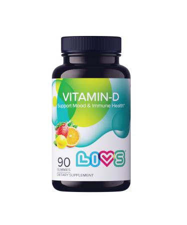 LIVS Vitamin D Gummies 2000 IU Vitamin D3 for Immune Support Bone & Teeth Health | Adult & Kids Vitamin D Supplement | Natural Lemon Berry & Orange Flavor | Gluten-Free | 90 Count/45 Servings Vitamin D 90 Count (Pack of 1)