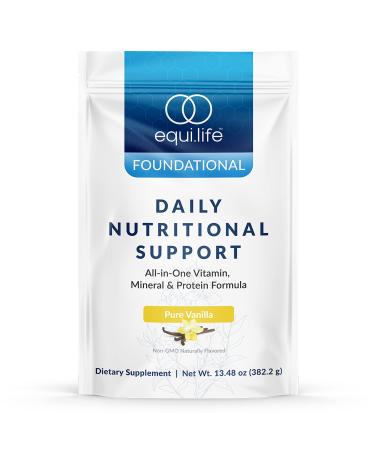 Equilife - Daily Nutritional Support All-in-One Vegan Protein Powder Daily Multivitamin May Help Boost Energy & Mood Gut-Cleansing Aid Promotes Skin Health (Pure Vanilla 16 oz) 16oz Bag - Vanilla
