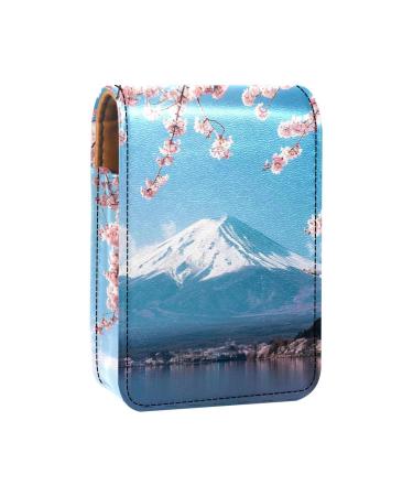 Travel Lipstick Organizer Case Lipstick Case Portable Makeup Bag With Mirror Fuji Mountain Cherry Blossoms M371u4affv