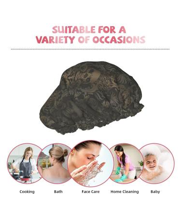 Gothic Skull Printed Waterproof Shower Cap for Women - Fits All Head Sizes & Hair Textures - Buy Online on GoSupps.com
