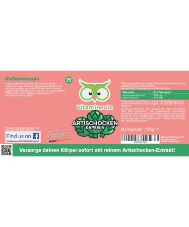 Artichoke Capsules 500mg | High Cynarin Content | Vegan & Additive-Free | Quality from Germany | Supports Digestion & Liver Health | Laboratory Tested - vitamineULE  - Buy Online on GoSupps.com