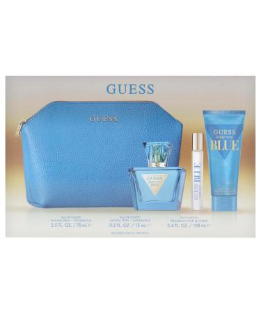 Guess Seductive Blue for Women - 4 Pc Gift Set 2.5oz EDT Spray 3.4oz Body Lotion 0.5oz EDT Spray Pouch 6.4 Fl Oz (Pack of 1) - Buy Online on GoSupps.com