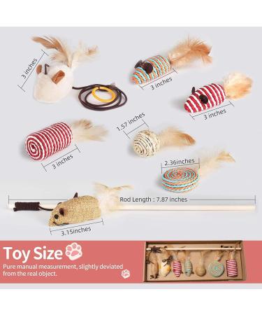 Shengruili 7-Piece Interactive Cat Toy Set | Kitten Mouse Toys Sisal Balls & Fun Activities for Cats - Buy Online on GoSupps.com
