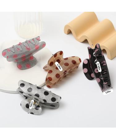 NiAMAi 3.35 Shiny Acrylic Hair Claw Clip for Women Girls - Polka Dot Pattern - 4 Pack - Buy Online on GoSupps.com