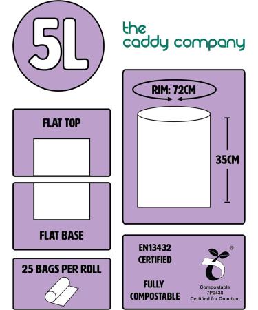 Compostable Bin Liners 5 Litre 150 Bags by The Caddy Company - Green - Buy Online on GoSupps.com