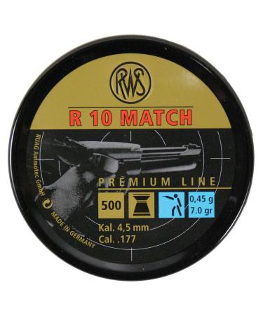 RWS R10 Match Plus Premium Line .177 Caliber Pellet Gun Pellets (100 Count/5 boxes) Light (7 Grains) Standard Packaging