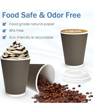 MRcup 12 oz Brown Heat-free Coffee Cups with Lids & Straws - 40 Pack | Triple Wall Insulated & Leak-free Disposable Cups for Togo | Anti-spill & Anti-slip Reusable Paper Cups - Buy Online on GoSupps.com