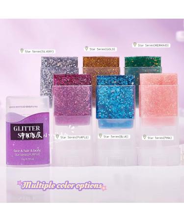  Clawrex Chunky Festival Glitter Body Pen Glitter Gel for Body Hair and Face (Purple) - Buy Online on GoSupps.com